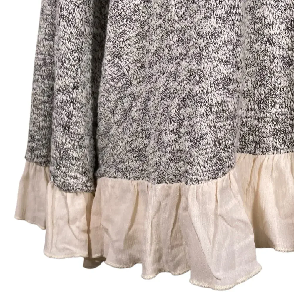 NWT Sage Boho Open Lace Front Ruffle Peasant Coquette Cream Gray Top Size Small - Picture 7 of 16